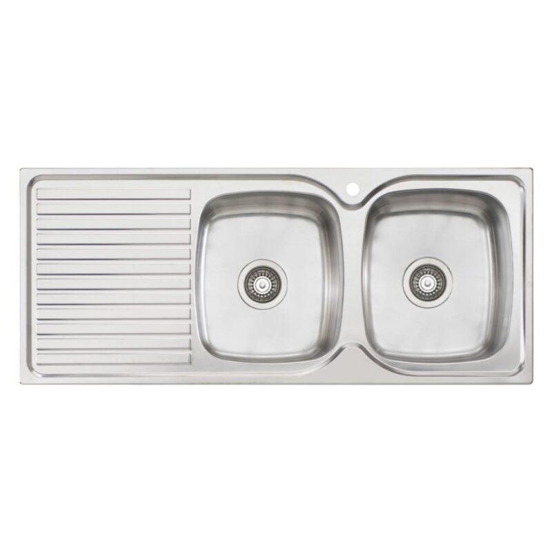 Endeavour Double Bowl stainless steel 1135 x 480mm Sink With Drainer