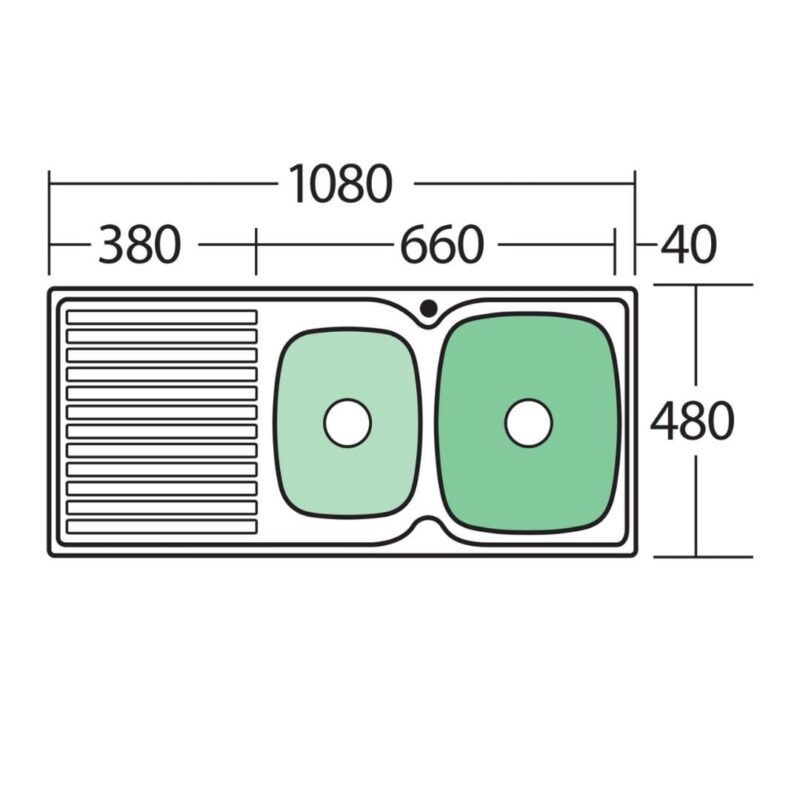Endeavour 1 & 3/4 Bowl stainless steel 1080 x 480mm Sink With Drainer
