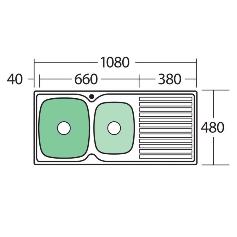 Endeavour 1 & 3/4 Bowl stainless steel 1080 x 480mm Sink With Drainer