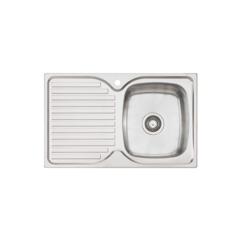 Endeavour 770 x 480mm Single Bowl 0.9mm stainless steel Sink With Drainer