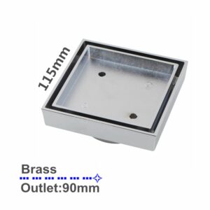 115mm Smart Tile Insert Floor Waste Shower Grate Drain Brass Chrome