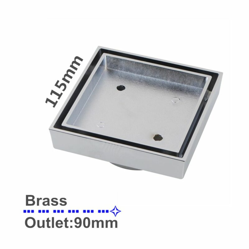 115mm Smart Tile Insert Floor Waste Shower Grate Drain Brass Chrome
