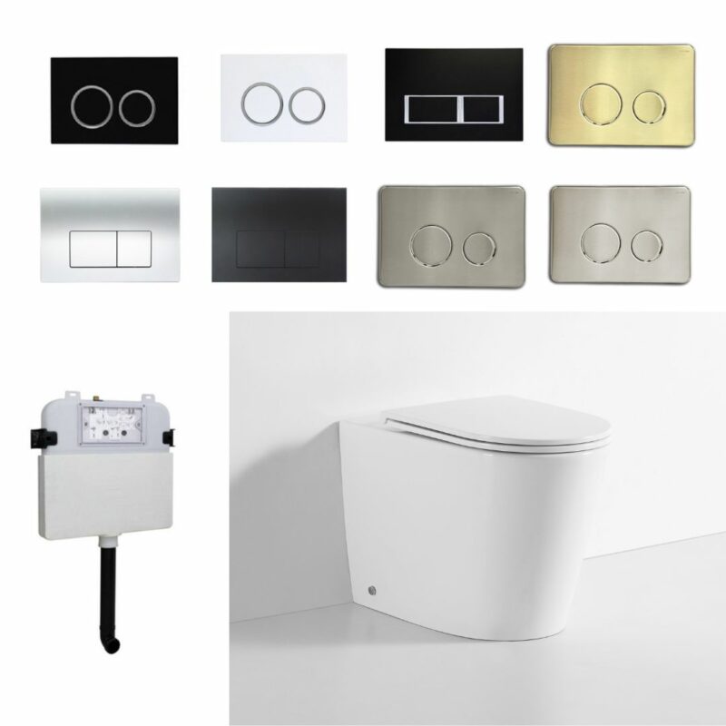 Flow R&T Rimless in-wall Cistern Floor Toilet Package