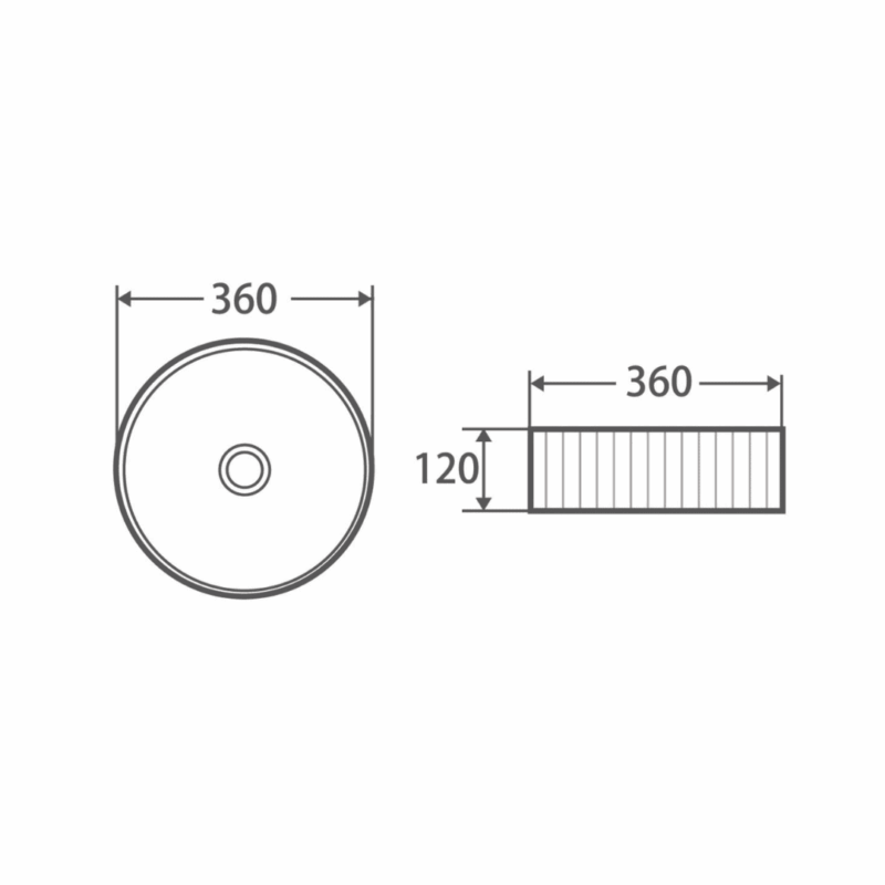 Redondo 360mm Fluted Round Gloss White Ceramic Counter Top Basin