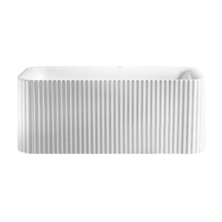 PIAZA 1500/ 1700 Fluted Rectangle Free Standing Matte White Bathtub
