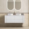 Almere 1500mm Double Alpine White Fluted Wall Hung Vanity with Side Drawers