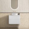 Almere 750mm Alpine White Fluted Wall Hung Vanity with Side Drawers