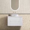 Almere 900mm Alpine White Fluted Wall Hung Vanity with Side Drawers