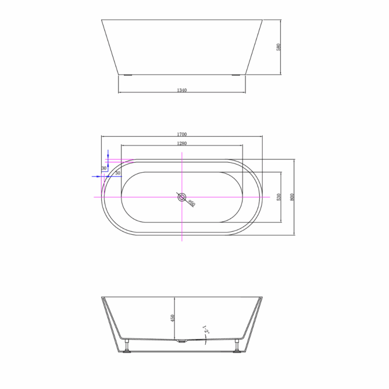 BOSTON 1700 Freestanding Bath Tub Gloss White