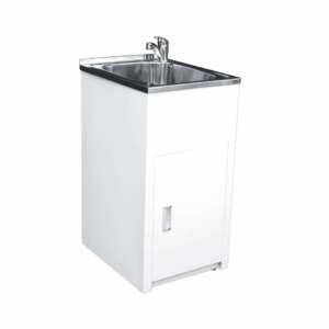 LAVASSA 35L White Metal Laundry Trough and Cabinet