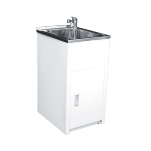 LAVASSA 35L White Metal Laundry Trough and Cabinet