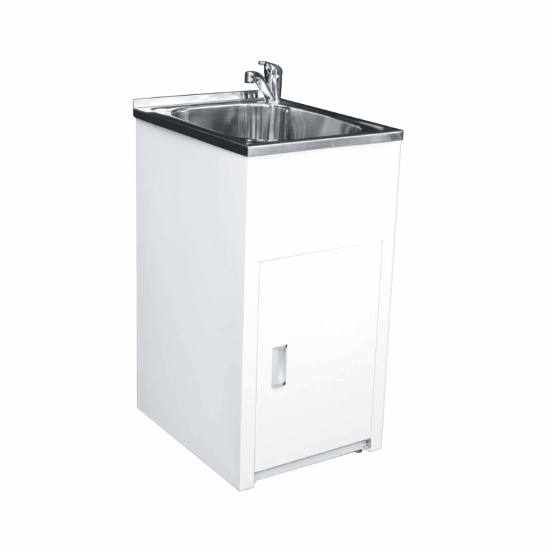 LAVASSA 35L White Metal Laundry Trough and Cabinet