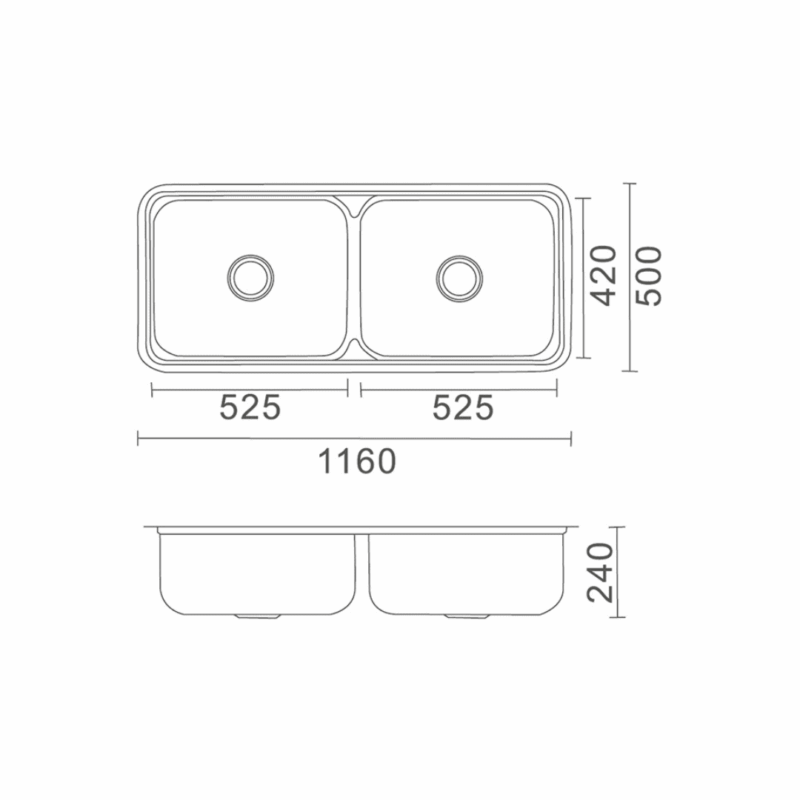 LAVASSA 2x 45L Stainless Steel Double Bowl Laundry Tub