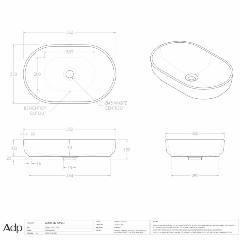 Marilyn 550mm wide Matte Forest Counter Top Basin