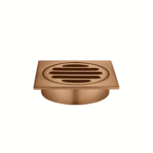 Square Floor Grate Shower Drain 80mm outlet in Lustre Bronze