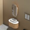 Noble 450x900mm WALNUT Oval Shaving Cabinet