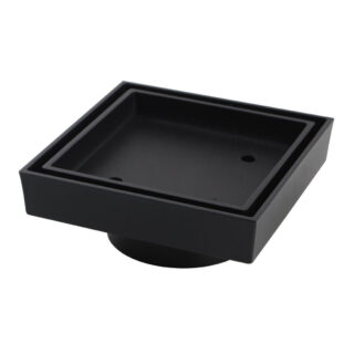 115mm Square Smart Tile Insert Floor Waste Shower Grate Drain Brass Black - Outlet 90mm