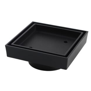 115mm Square Brass Black Smart Tile Insert Floor Waste Shower Grate Drain - Outlet 100mm