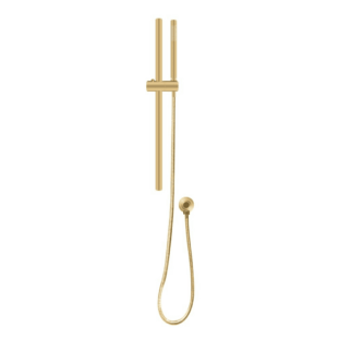 Round Brushed Brass Wall Mounted Sliding Rail with Water Hose & Wall Connector Only