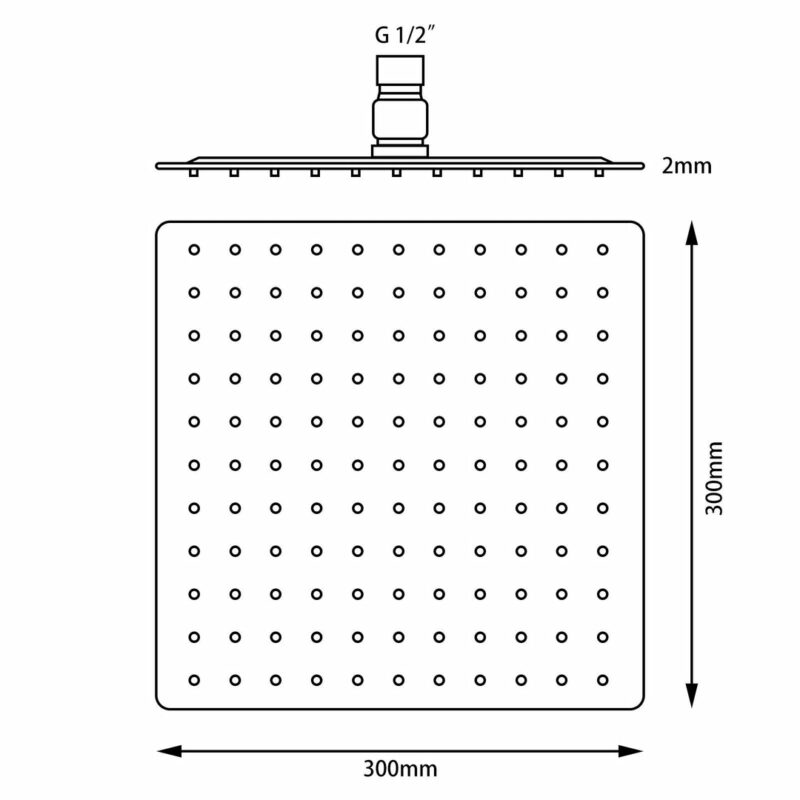 200/250/300mm Super-slim Square Black Stainless steel Shower Head