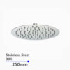 200/250/300mm Super-slim Round Chrome Stainless Steel Shower Head