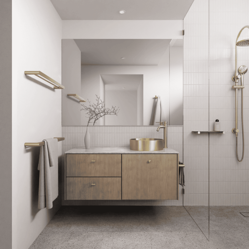 Curvaé Double Towel Rail 600mm in Tiger Bronze Gold