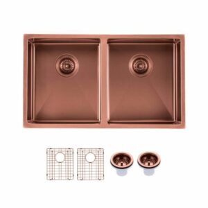 820x457mm Rose Gold Handmade Double Bowl Kitchen Sink