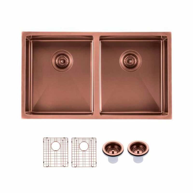 820x457mm Rose Gold Handmade Double Bowl Kitchen Sink
