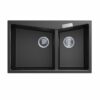 800 x 500mm Carysil Black Double Bowl Granite Kitchen Sink