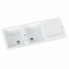 1160 x 500mm Carysil White Double Bowl Drainer Board Granite Kitchen Sink