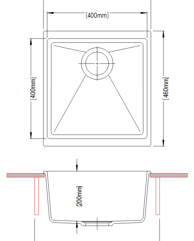 430 x 460mm Carysil Black Single Bowl Granite Kitchen/ Laundry Sink