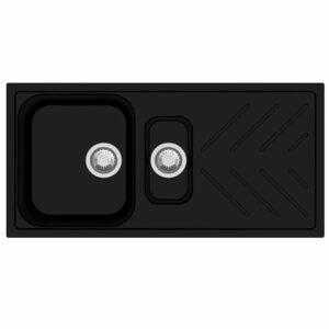 1000x500mm Carysil Black Granite Stone 1 and 1/4 Drainboard Kitchen Sink