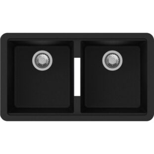 824 x 481mm Carysil Black Double Bowls Granite Kitchen Sink