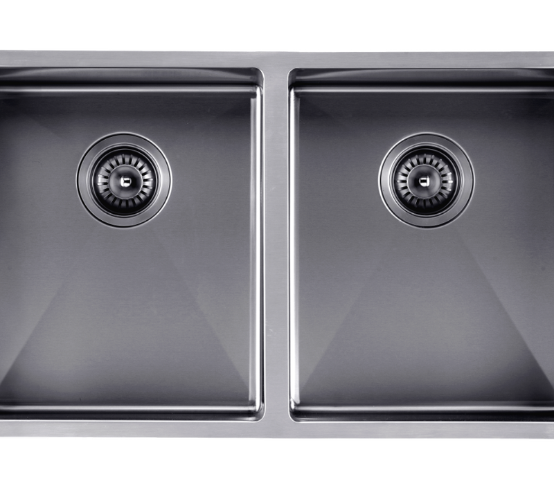 770x450mm Handmade Gun Metal Grey Double Bowls Sand Finish Kitchen Sink
