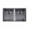 770*450mm Gun Metal Grey Hand-made Double Bowl Smooth Finish Kitchen Sink