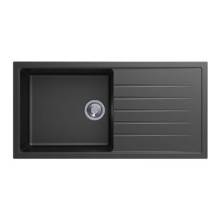 1000 x 500 x 220mm Carysil Vivaldi Black Single Bowl Granite Drainboard Kitchen Sink