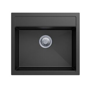 560 x 510mm Carysil Black Single Bowl Granite Kitchen Sink