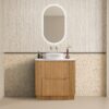 Oakmere 900mm Golden Oak Fluted Fresstanding Plywood Vanity