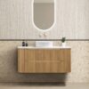 Oakmere 1200mm Golden Oak Wall Hung Fluted Vanity with side drawers