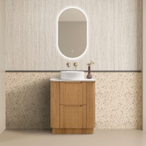 Oakmere 750mm Golden Oak Fluted Fresstanding Plywood Vanity